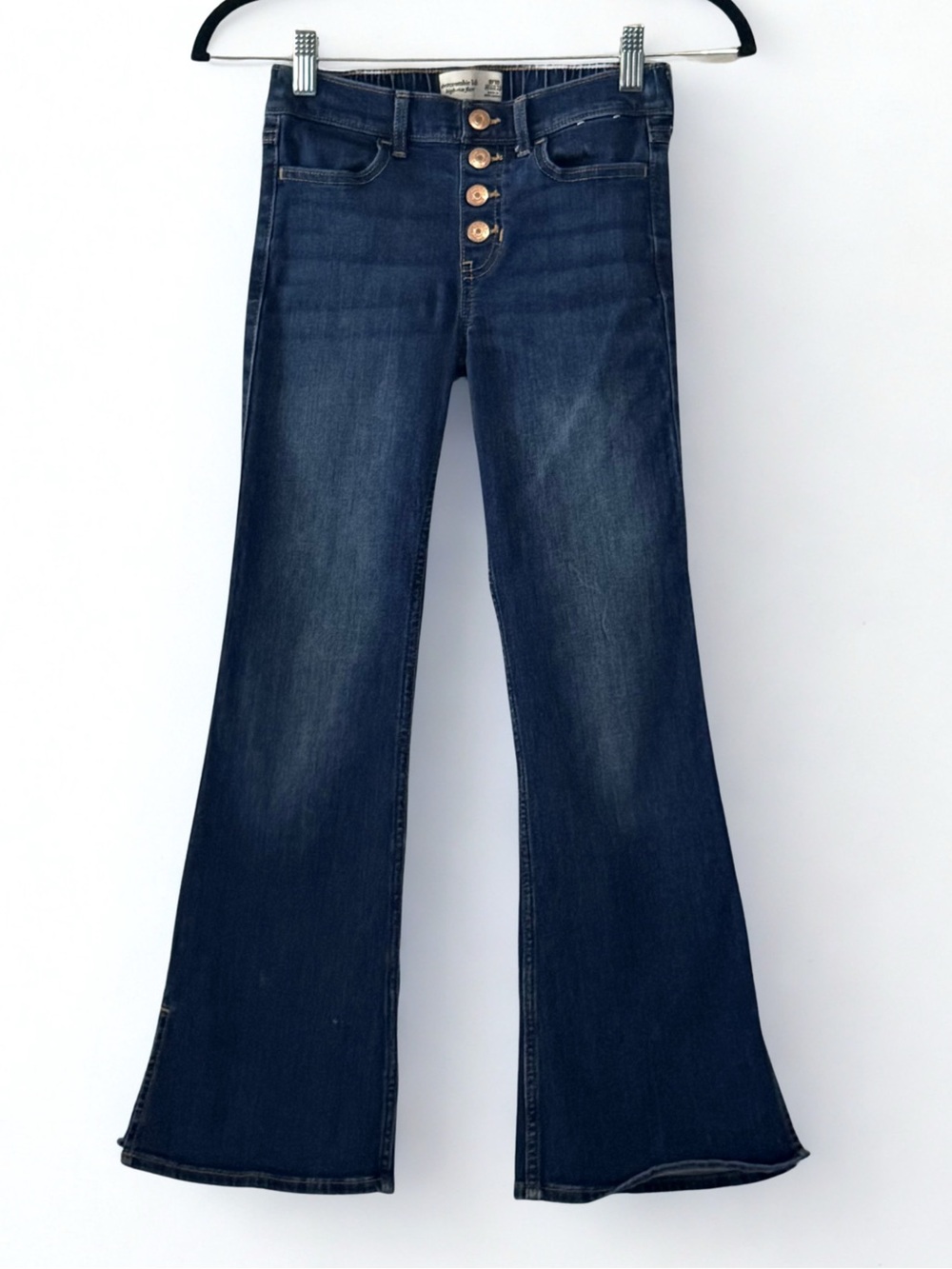 Abercrombie Kids Girls High Rise Flare Jeans Dark Wash Blue Denim Size 8-10